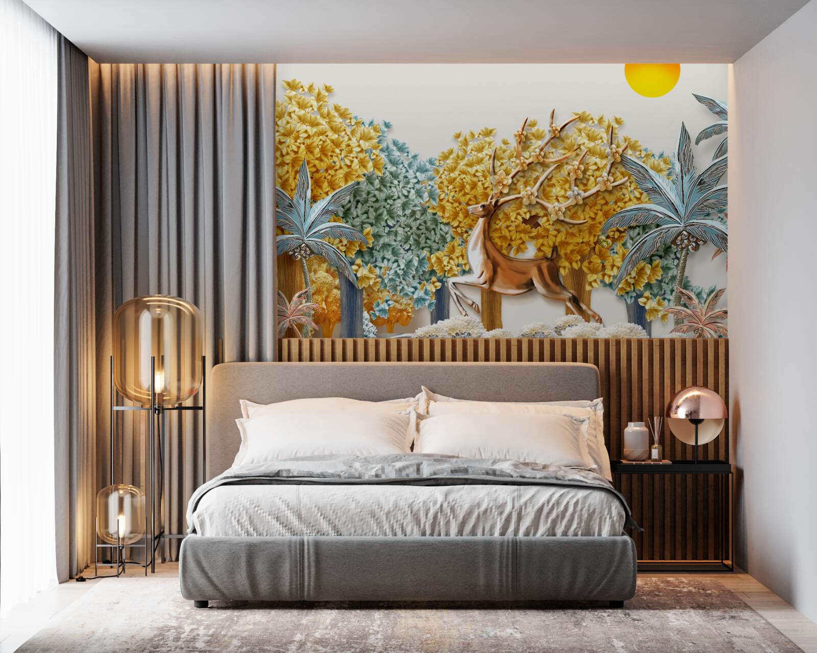 Fototapeta skok jelenia w tropikalnym lesie