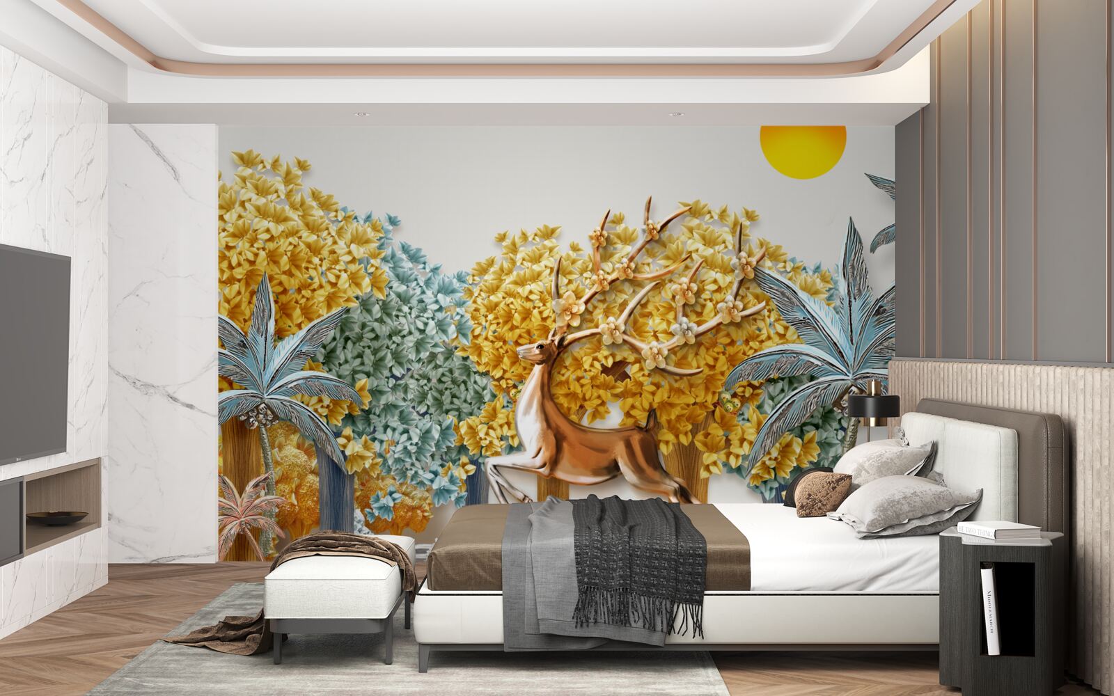 Fototapeta skok jelenia w tropikalnym lesie