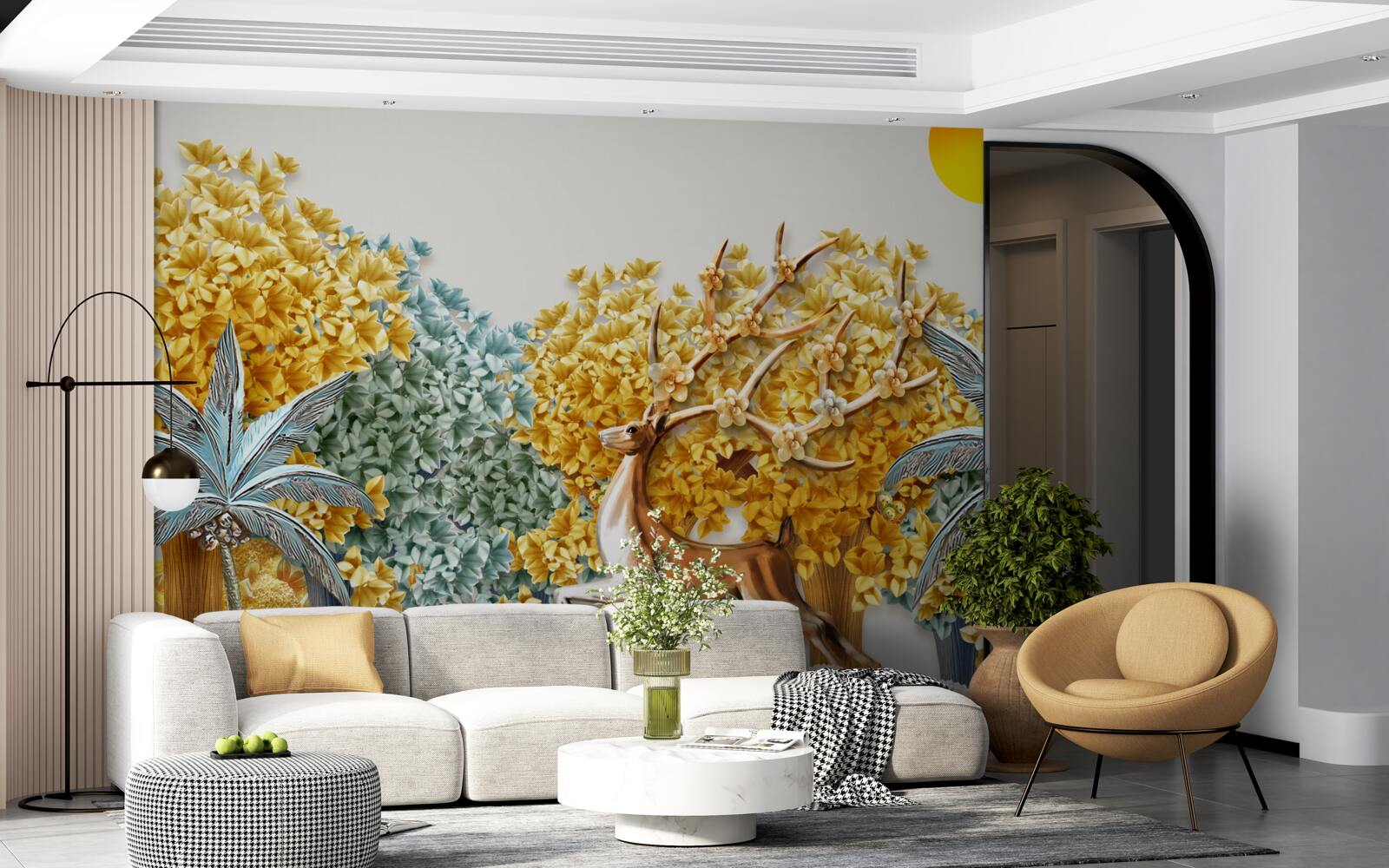 Fototapeta skok jelenia w tropikalnym lesie