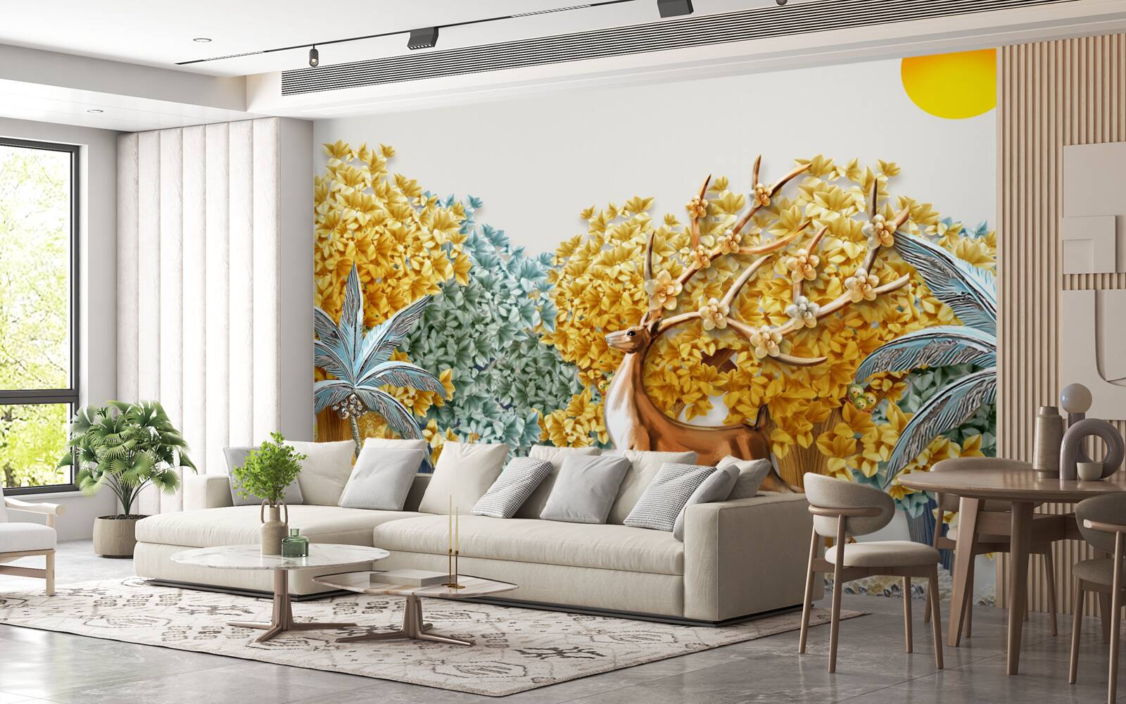 Fototapeta skok jelenia w tropikalnym lesie