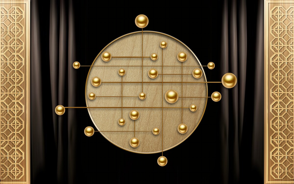 Fototapeta czarne tło nasycone jest orbitalnym złotem