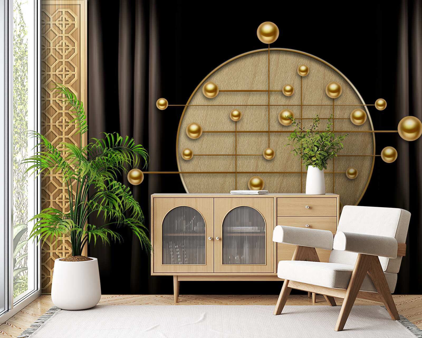 Fototapeta czarne tło nasycone jest orbitalnym złotem