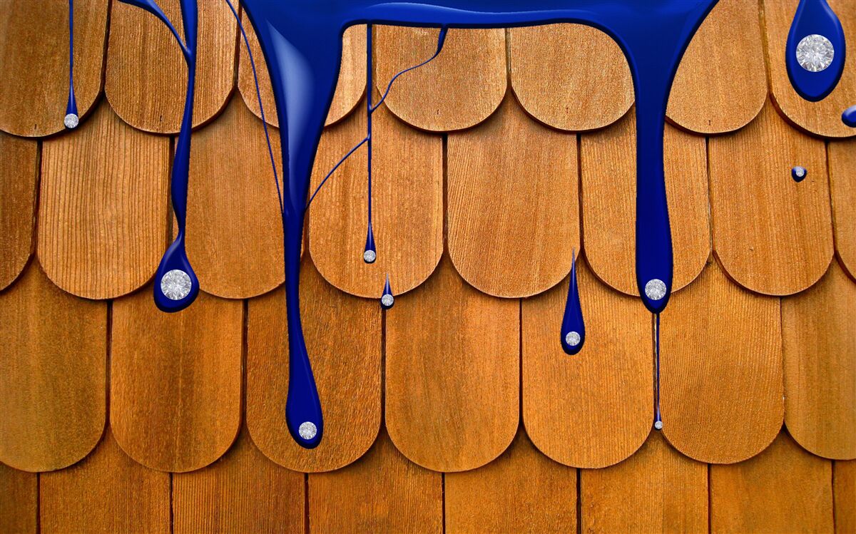 Fototapeta na brązowym dachu występuje kolor niebieski