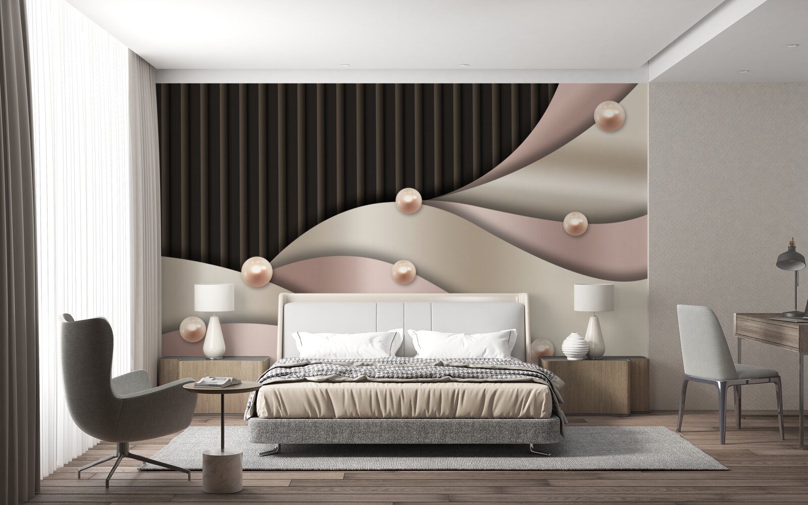 Fototapeta streszczenie złote perły na jedwabiu