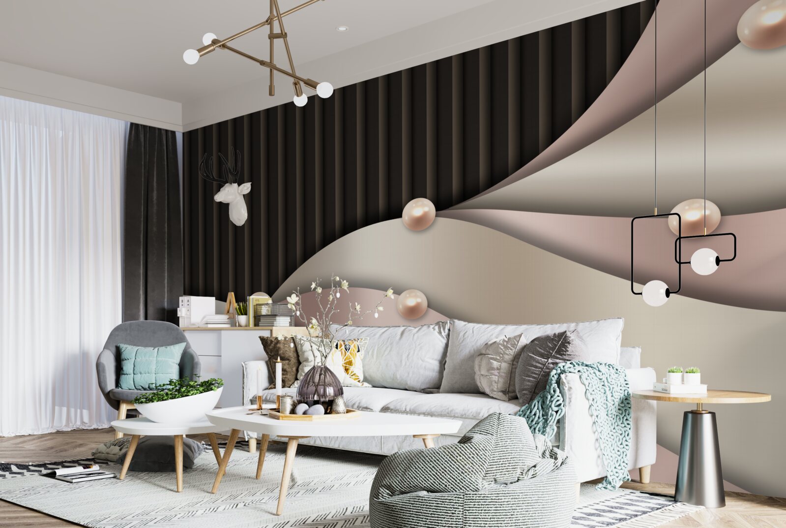 Fototapeta streszczenie złote perły na jedwabiu