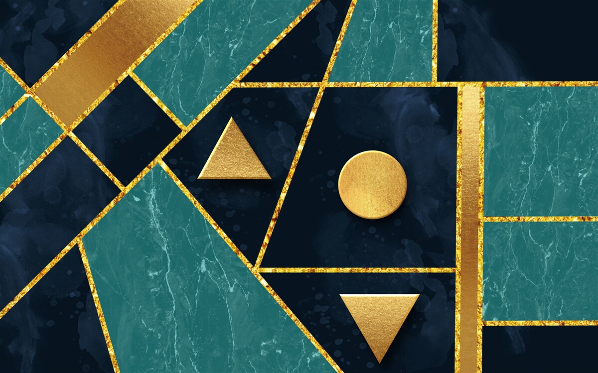 Fototapeta mozaika w odcieniach złota i szmaragdu