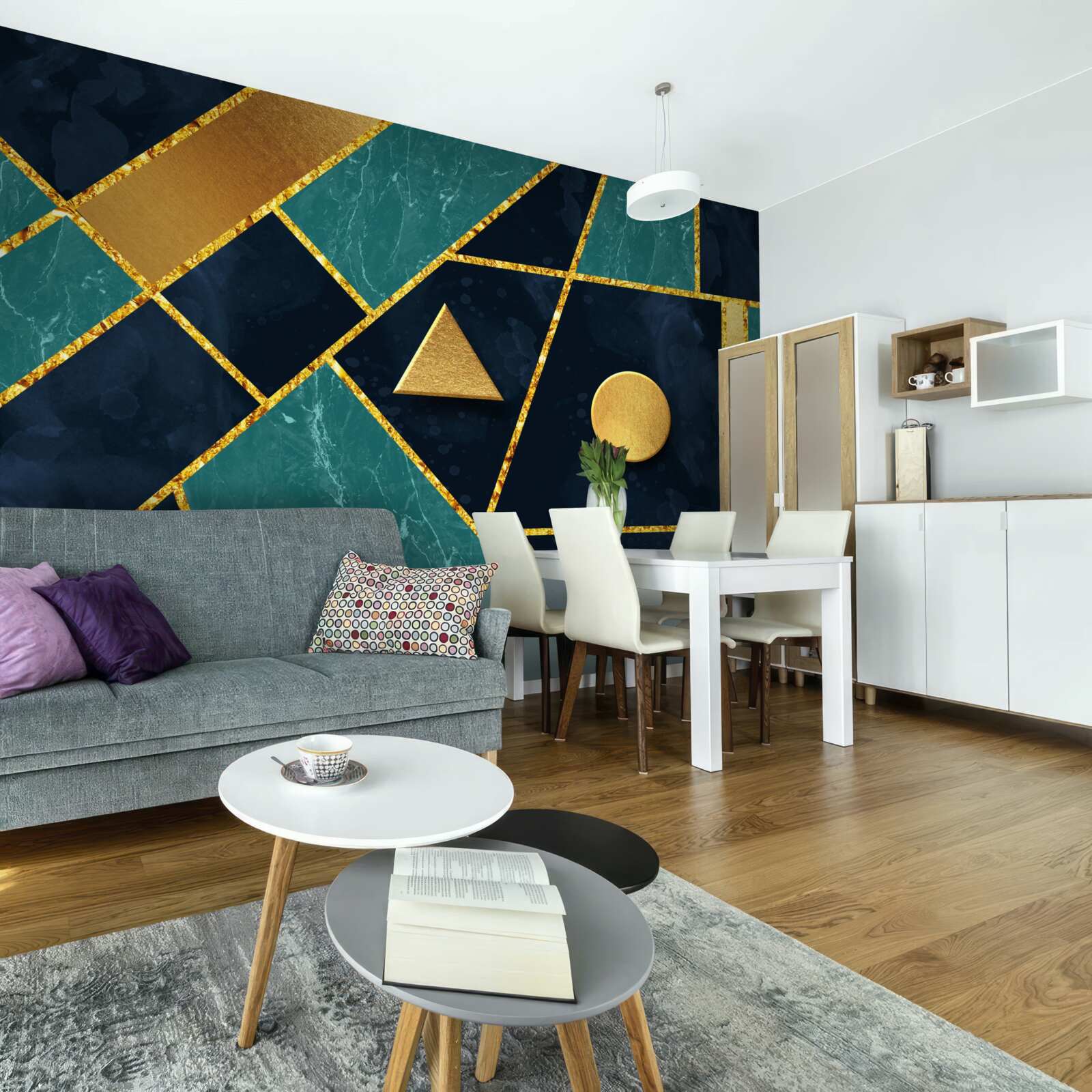 Fototapeta mozaika w odcieniach złota i szmaragdu