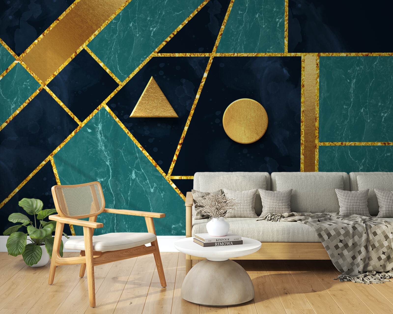 Fototapeta mozaika w odcieniach złota i szmaragdu