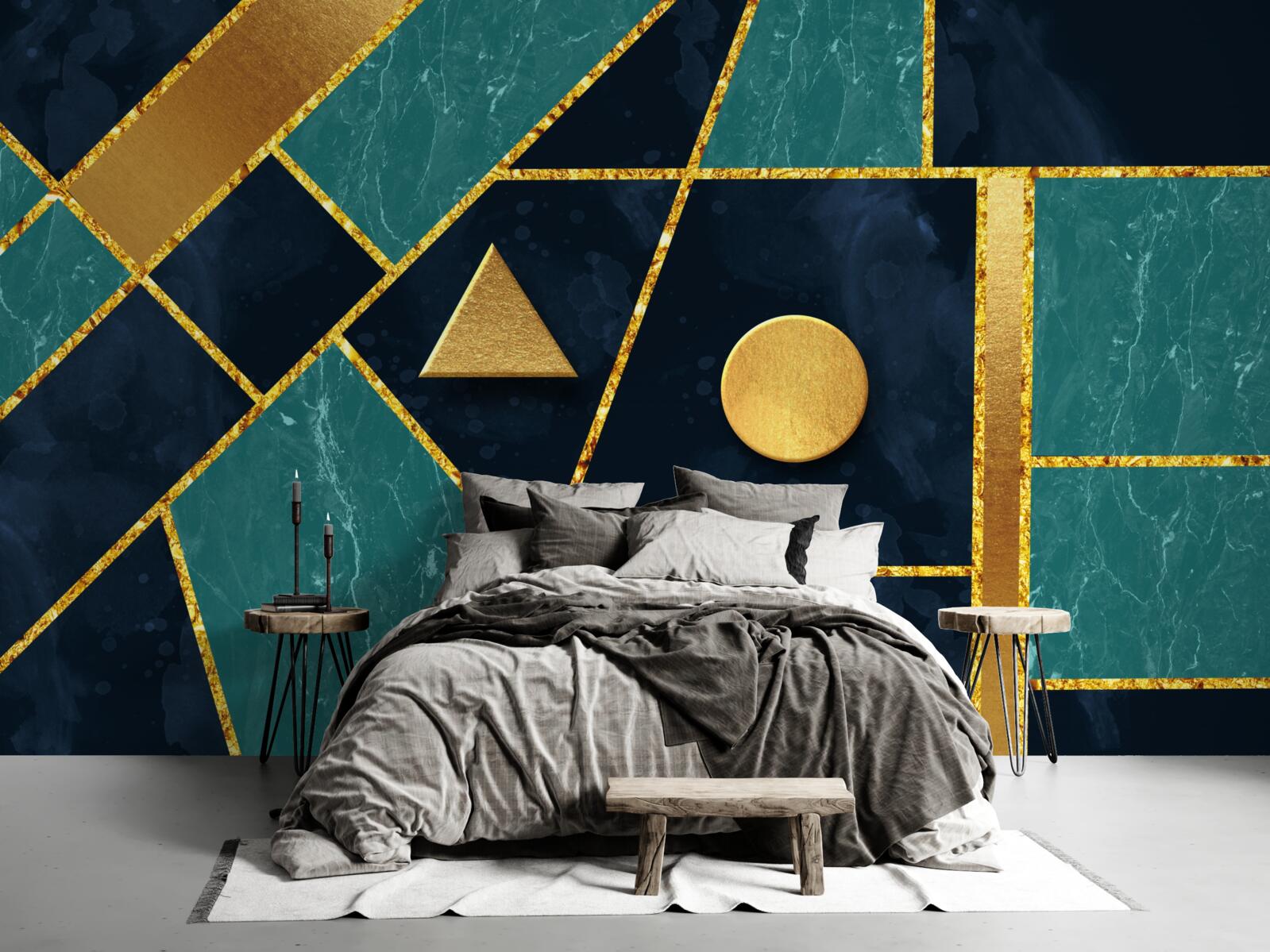 Fototapeta mozaika w odcieniach złota i szmaragdu