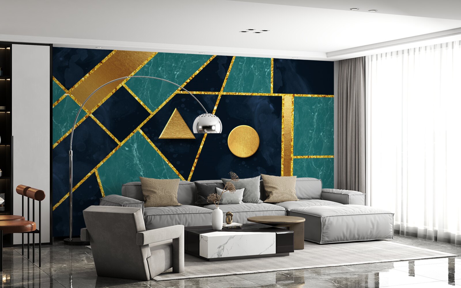 Fototapeta mozaika w odcieniach złota i szmaragdu