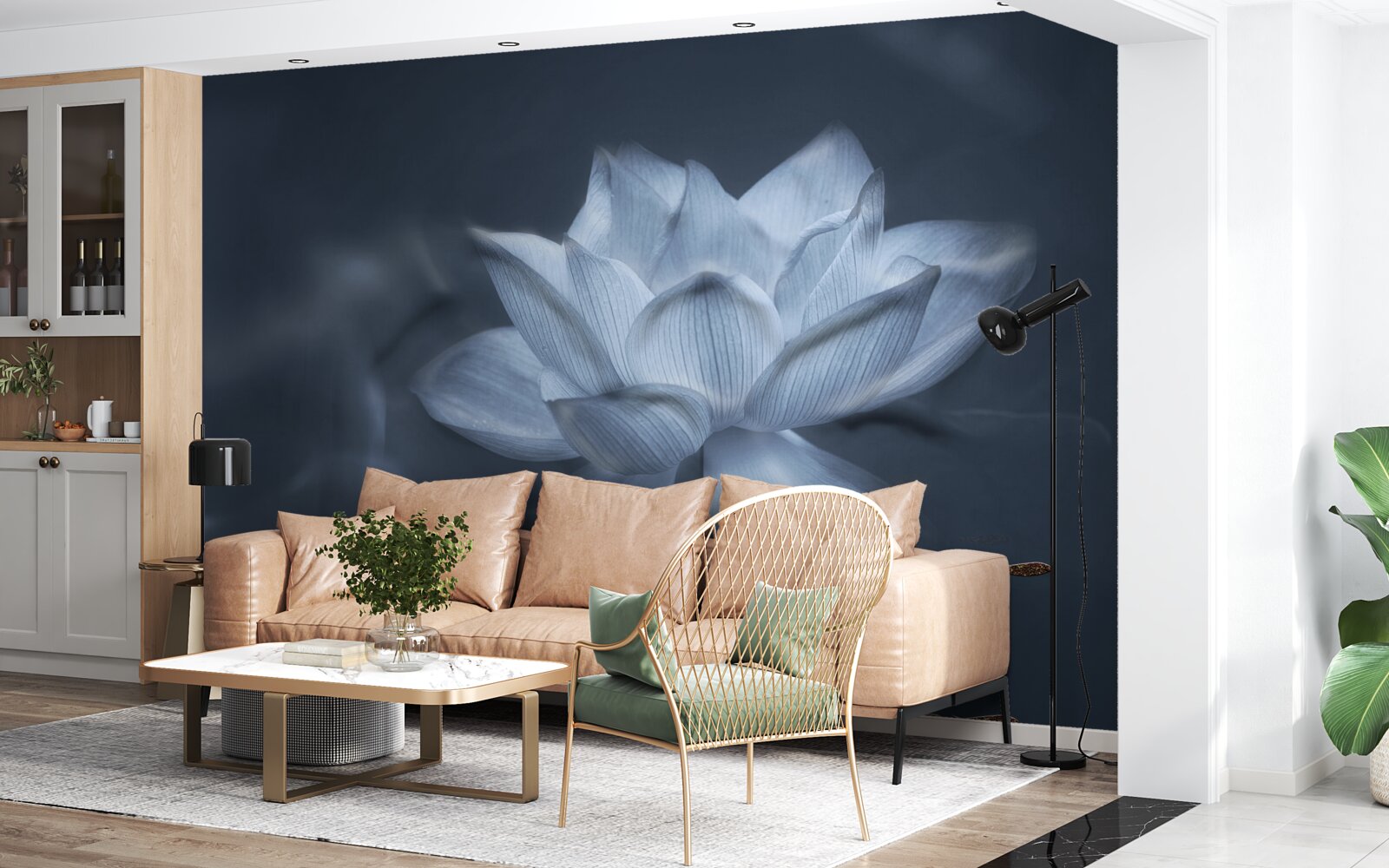 Fototapeta złota rybka i biały lotos