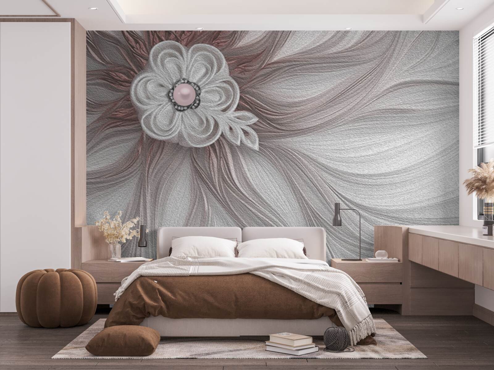 Fototapeta Środek białego kwiatu ozdobiony jest perłami