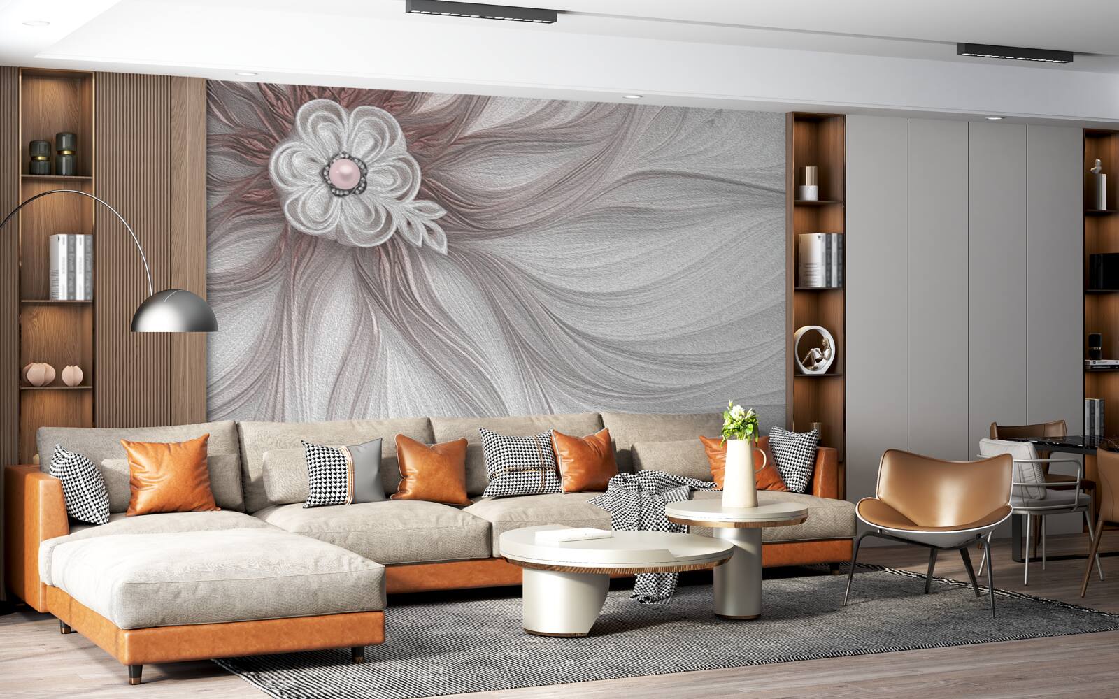 Fototapeta Środek białego kwiatu ozdobiony jest perłami