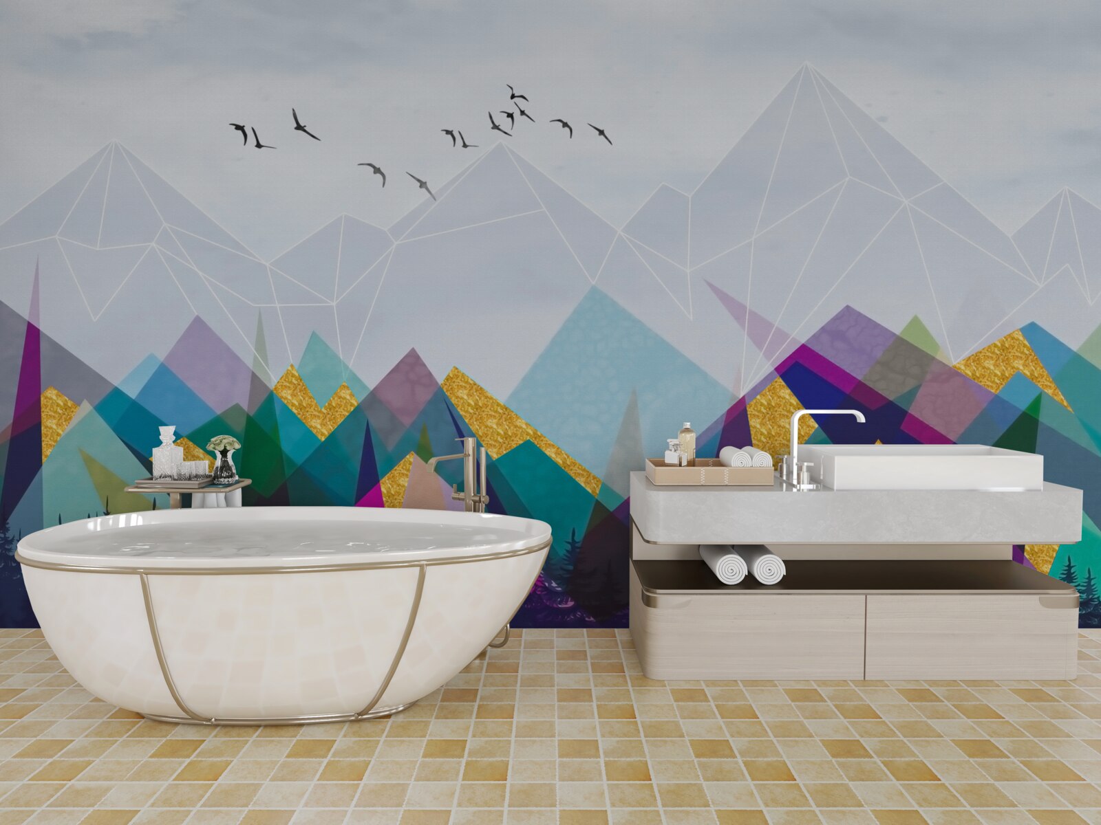 Fototapeta niejednoznaczny las w górach