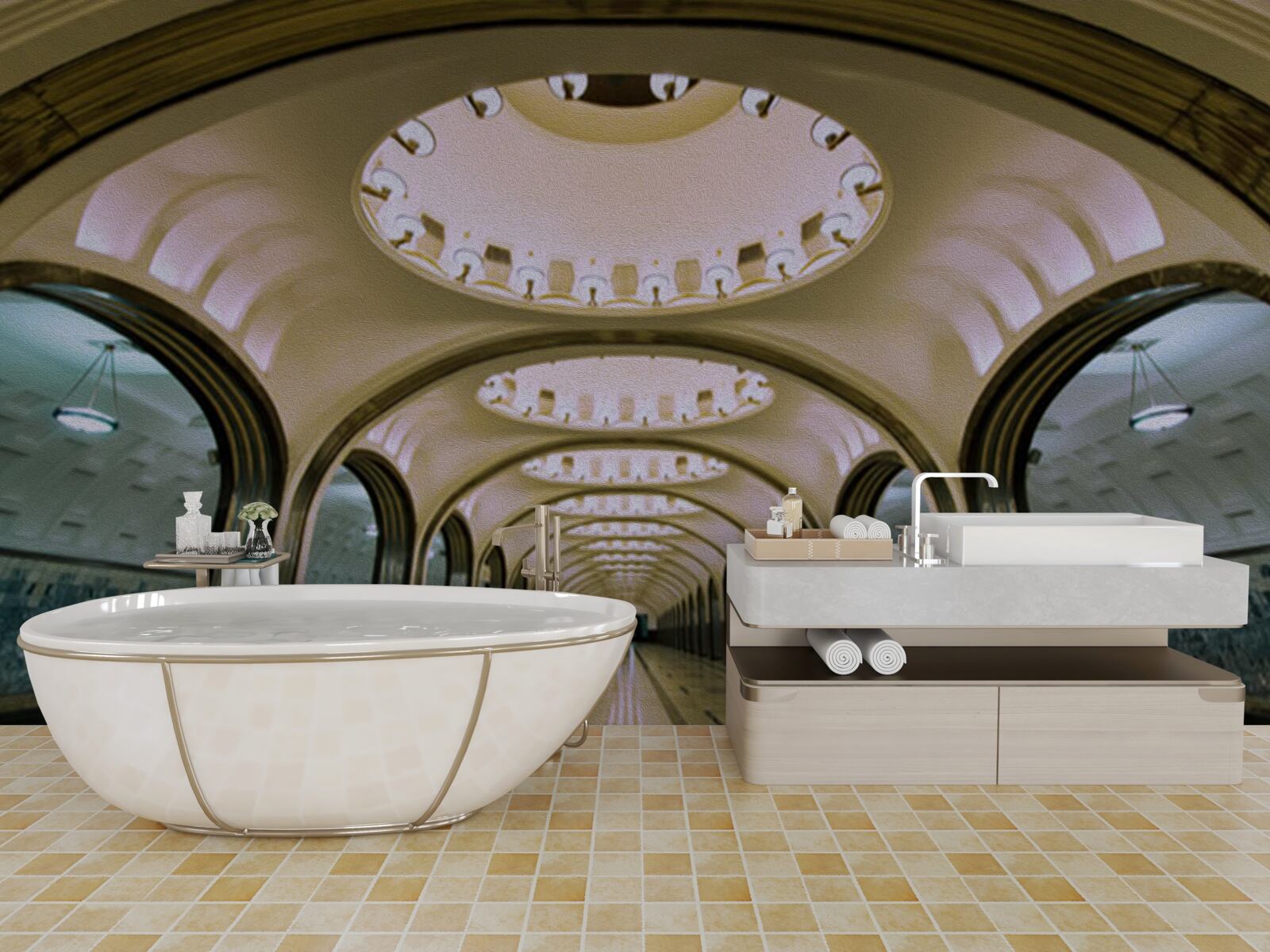 Fototapeta wizualne przedstawienie tunelu metra