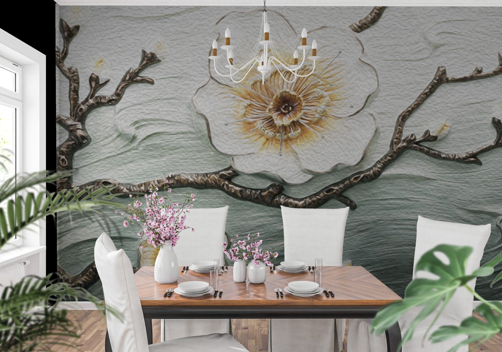 Fototapeta wiatr kołysze pąki białej magnolii