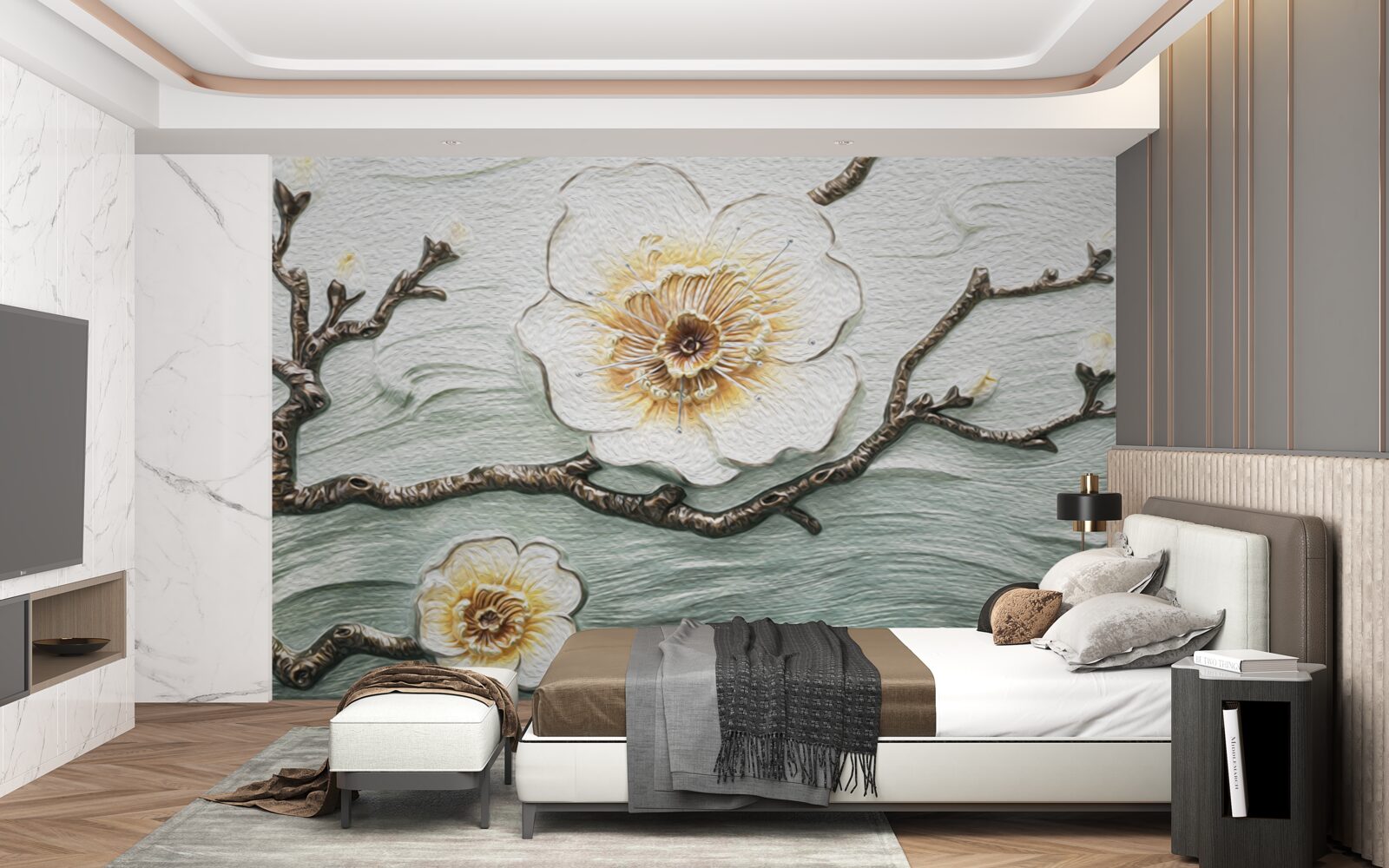 Fototapeta wiatr kołysze pąki białej magnolii