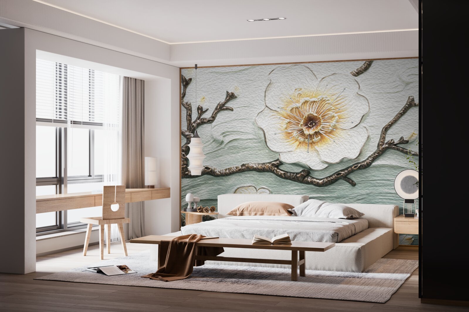 Fototapeta wiatr kołysze pąki białej magnolii