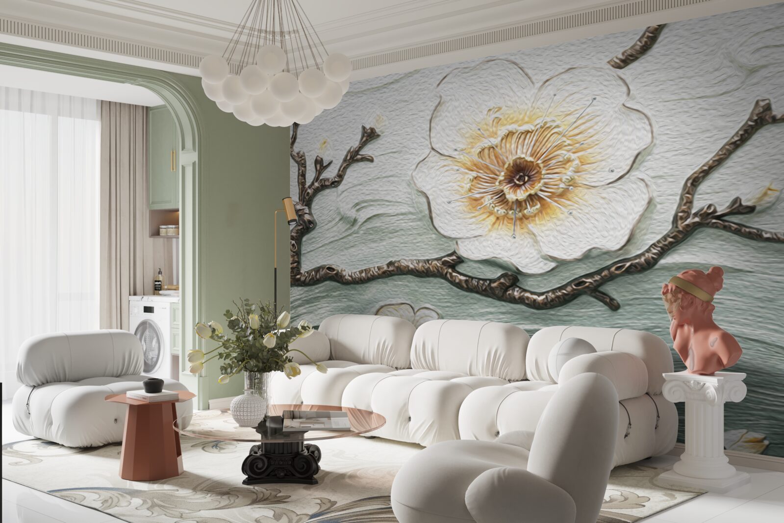 Fototapeta wiatr kołysze pąki białej magnolii