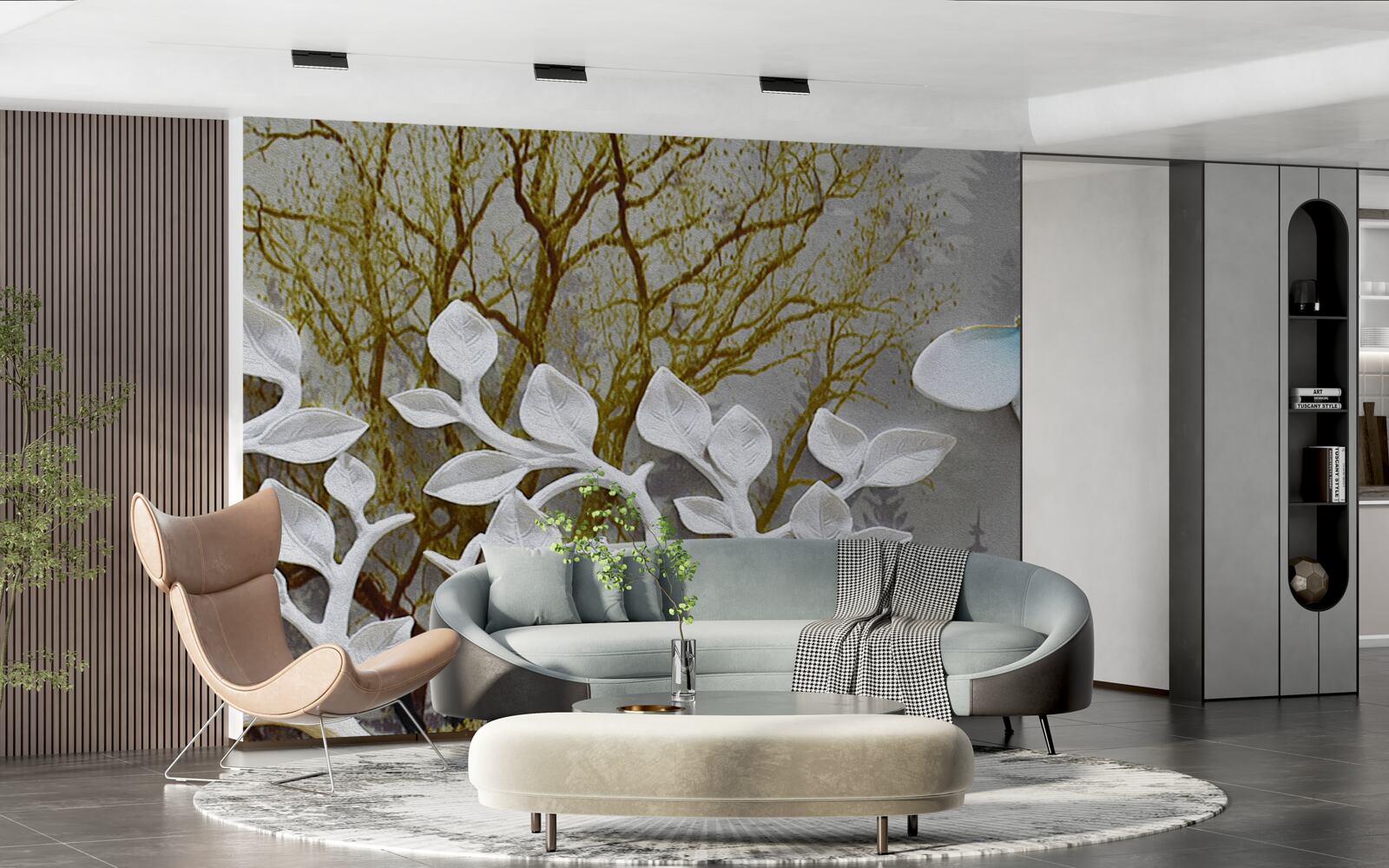 Fototapeta motyl siedzi na białej gałęzi w lesie