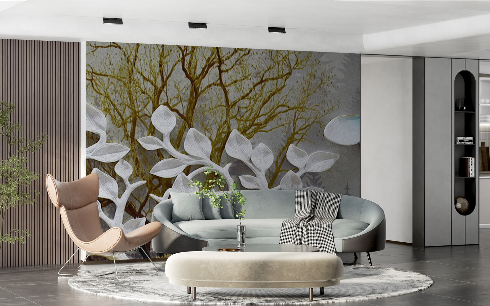 Fototapeta motyl siedzi na białej gałęzi w lesie