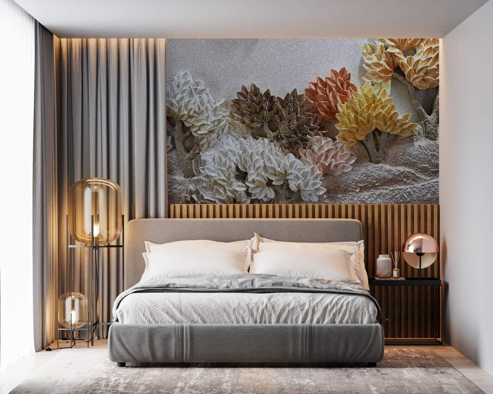 Fototapeta odcienie łóżka przywodzą na myśl jesień w zimnym lesie