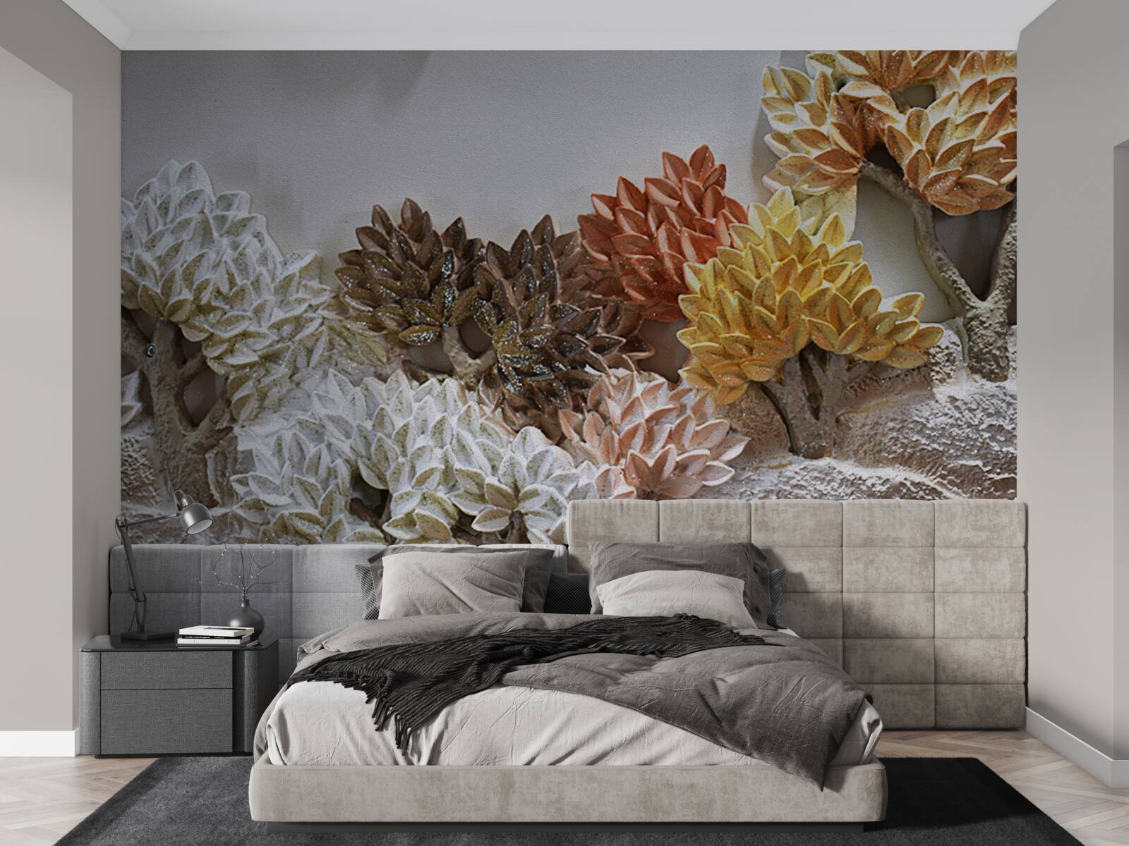 Fototapeta odcienie łóżka przywodzą na myśl jesień w zimnym lesie