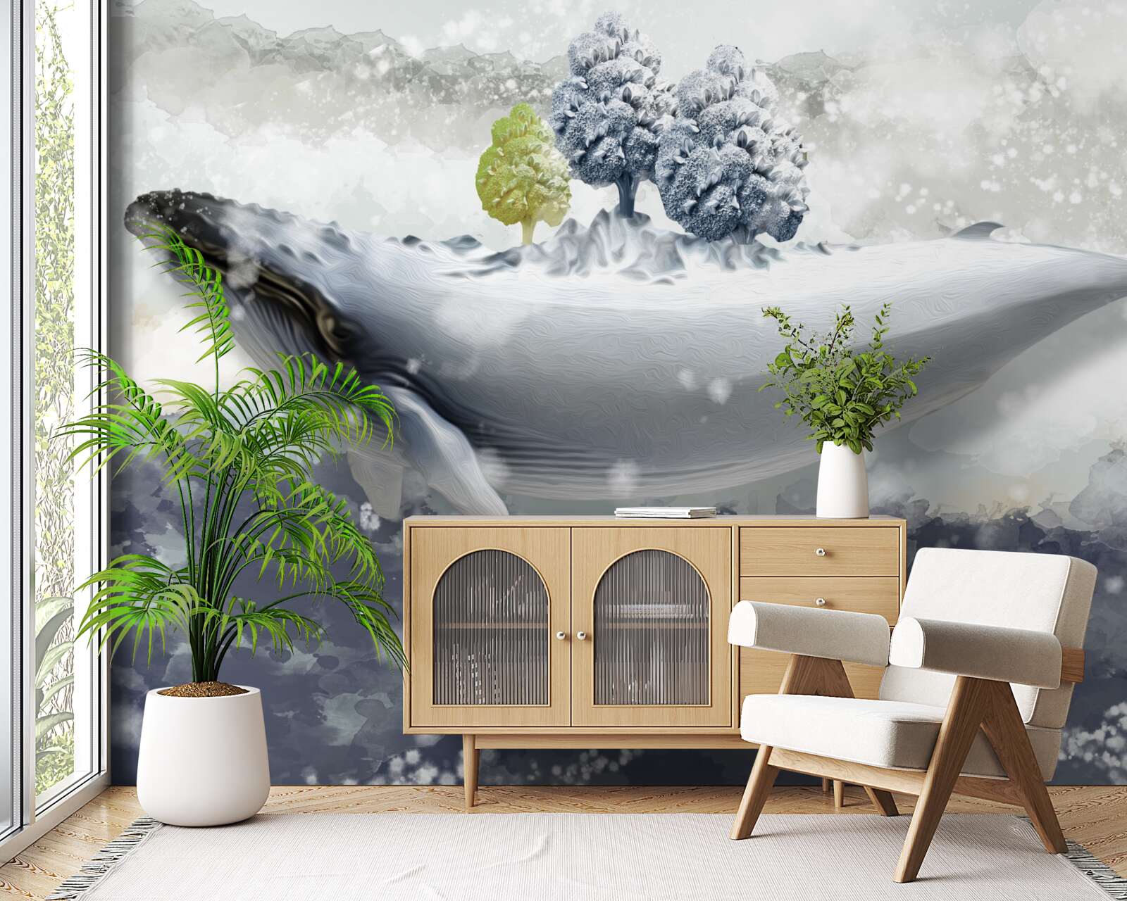 Fototapeta wieloryb albinos w lodowatym morzu