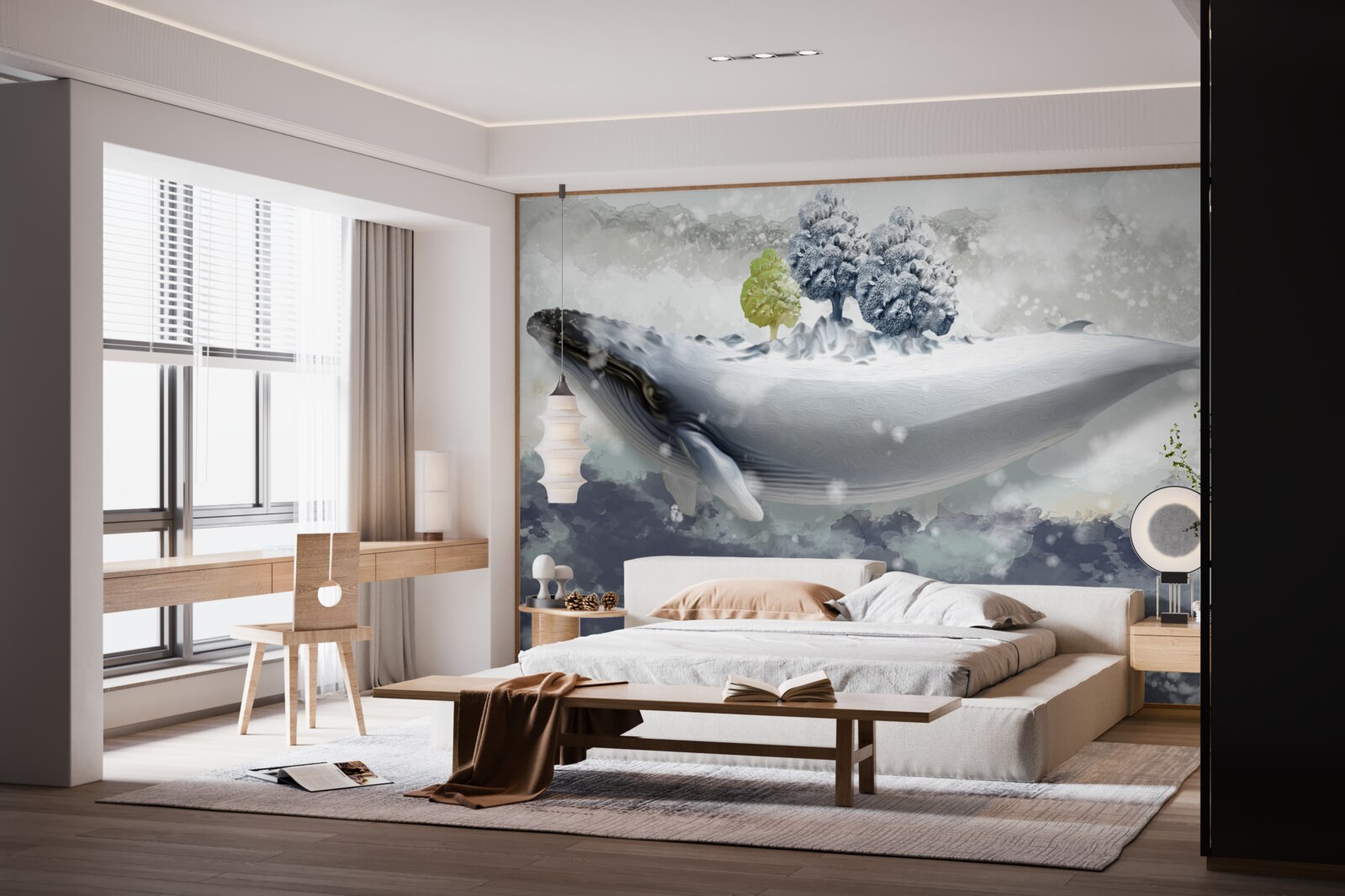 Fototapeta wieloryb albinos w lodowatym morzu