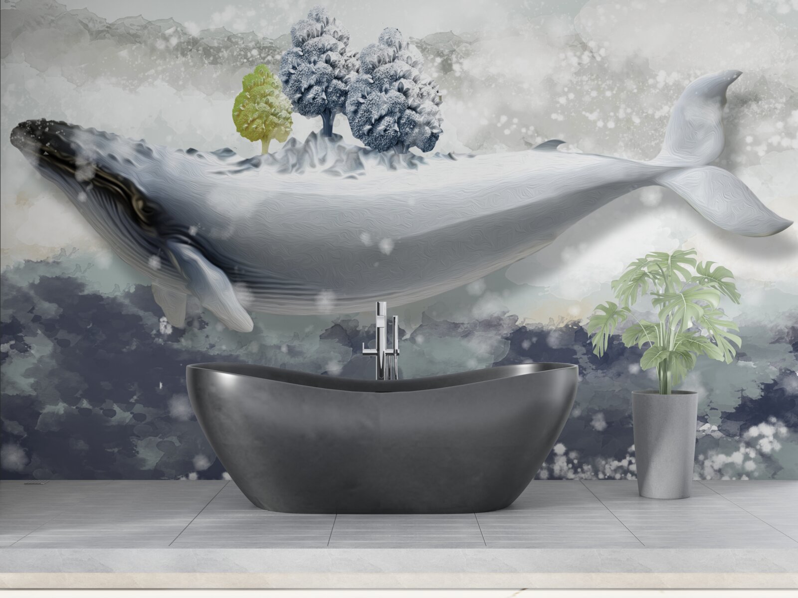 Fototapeta wieloryb albinos w lodowatym morzu