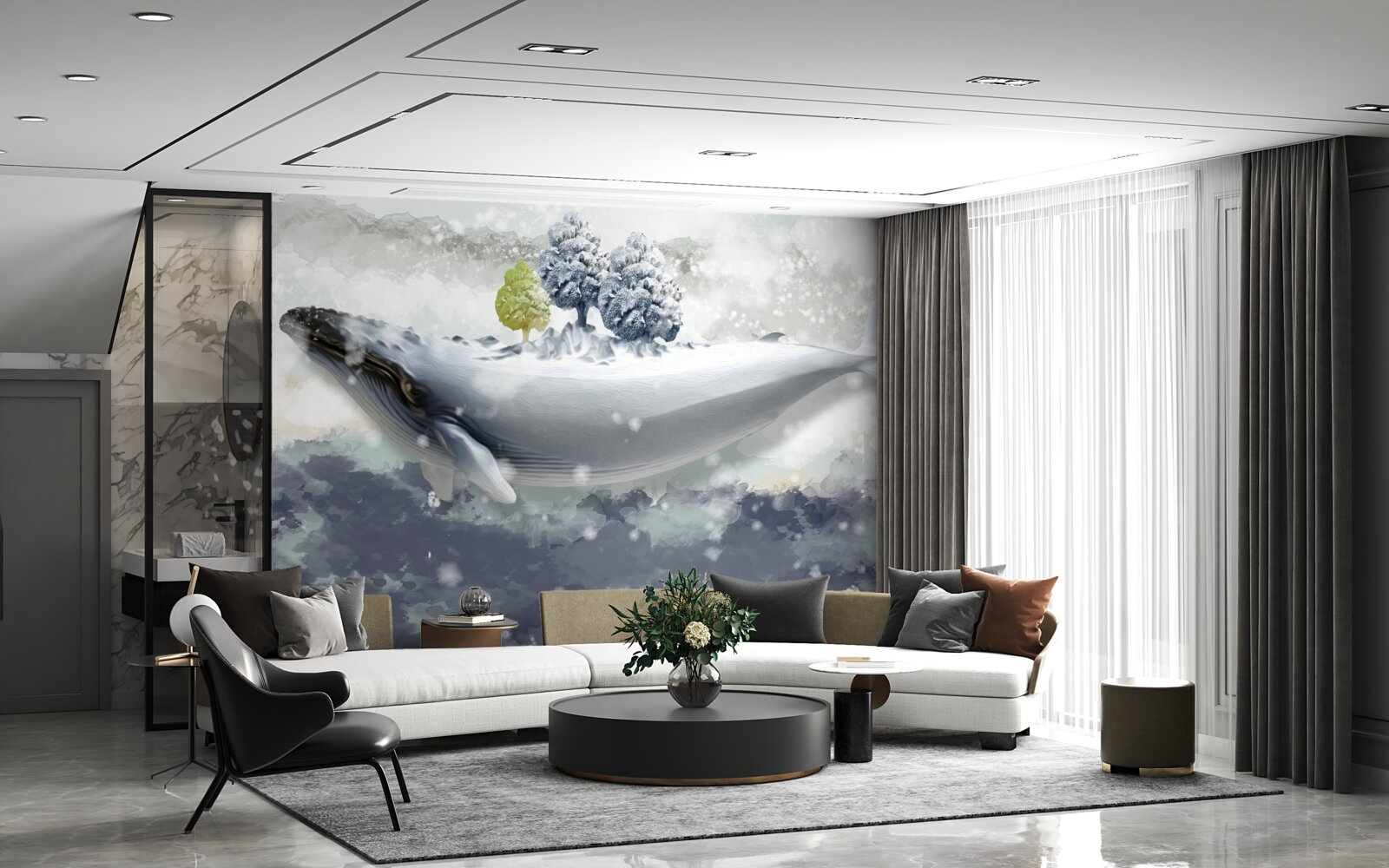 Fototapeta wieloryb albinos w lodowatym morzu