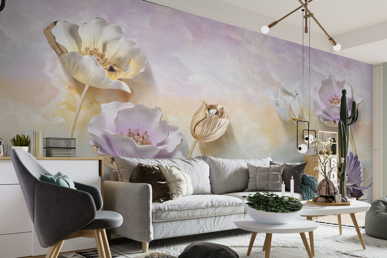 Fototapeta odbicia delikatnych kwiatów w wodzie