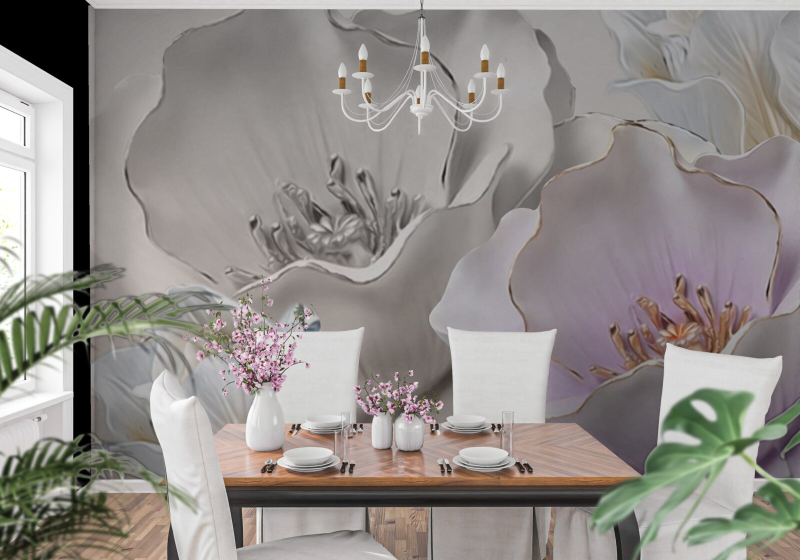 Fototapeta kwiaty pełne wdzięku i białe jak porcelana