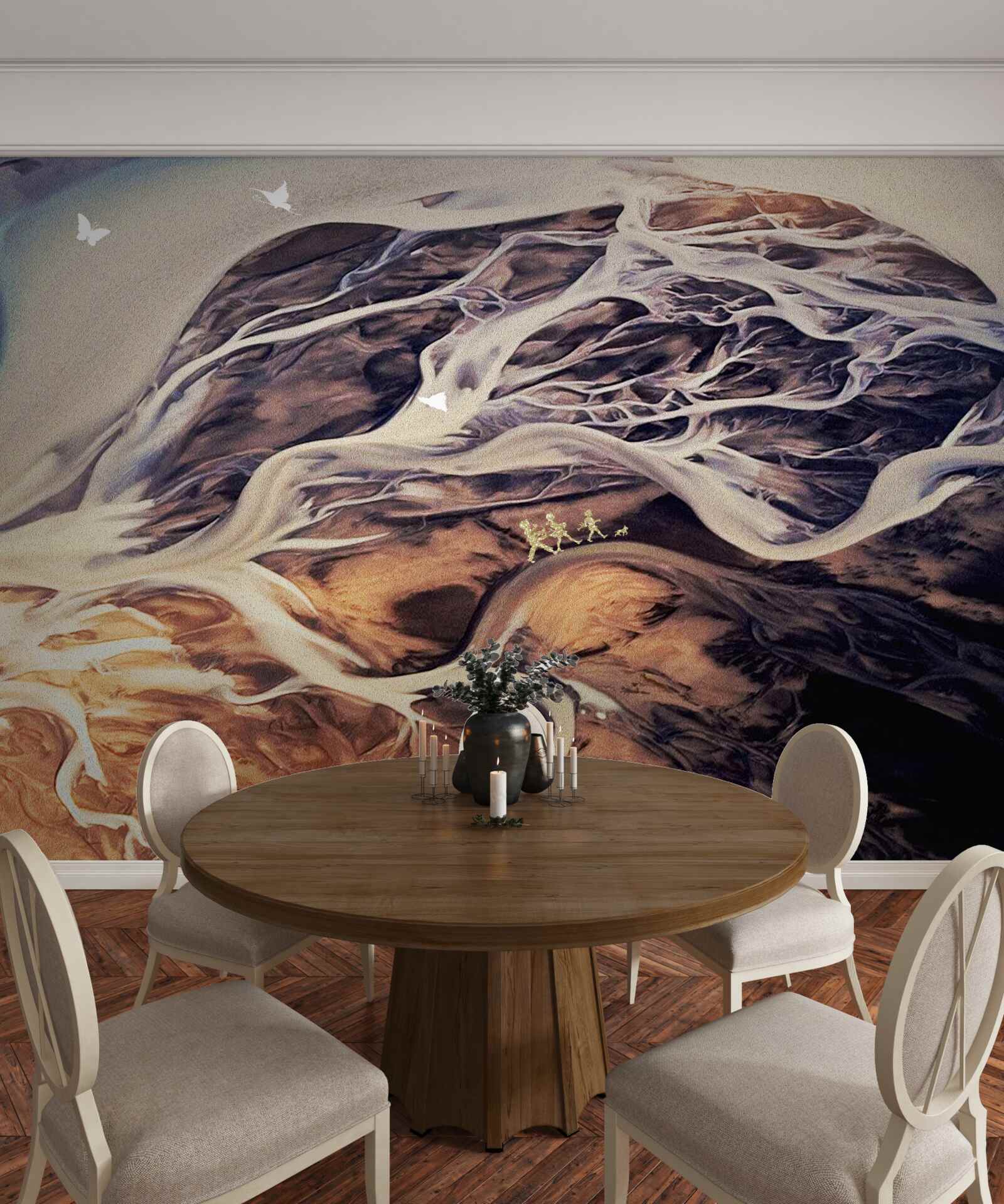 Fototapeta fałszywa sylwetka drzewa narysowana na piasku