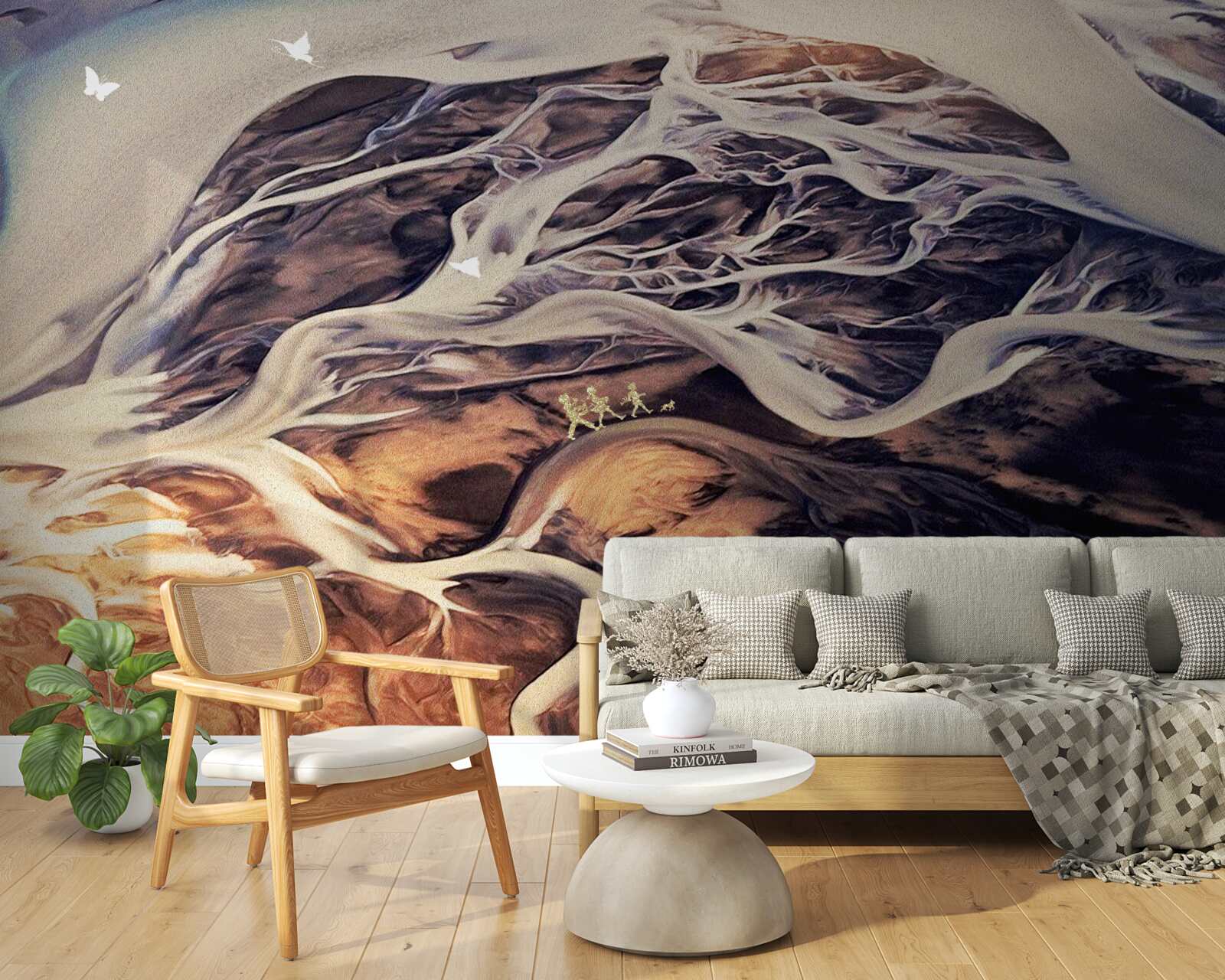 Fototapeta fałszywa sylwetka drzewa narysowana na piasku