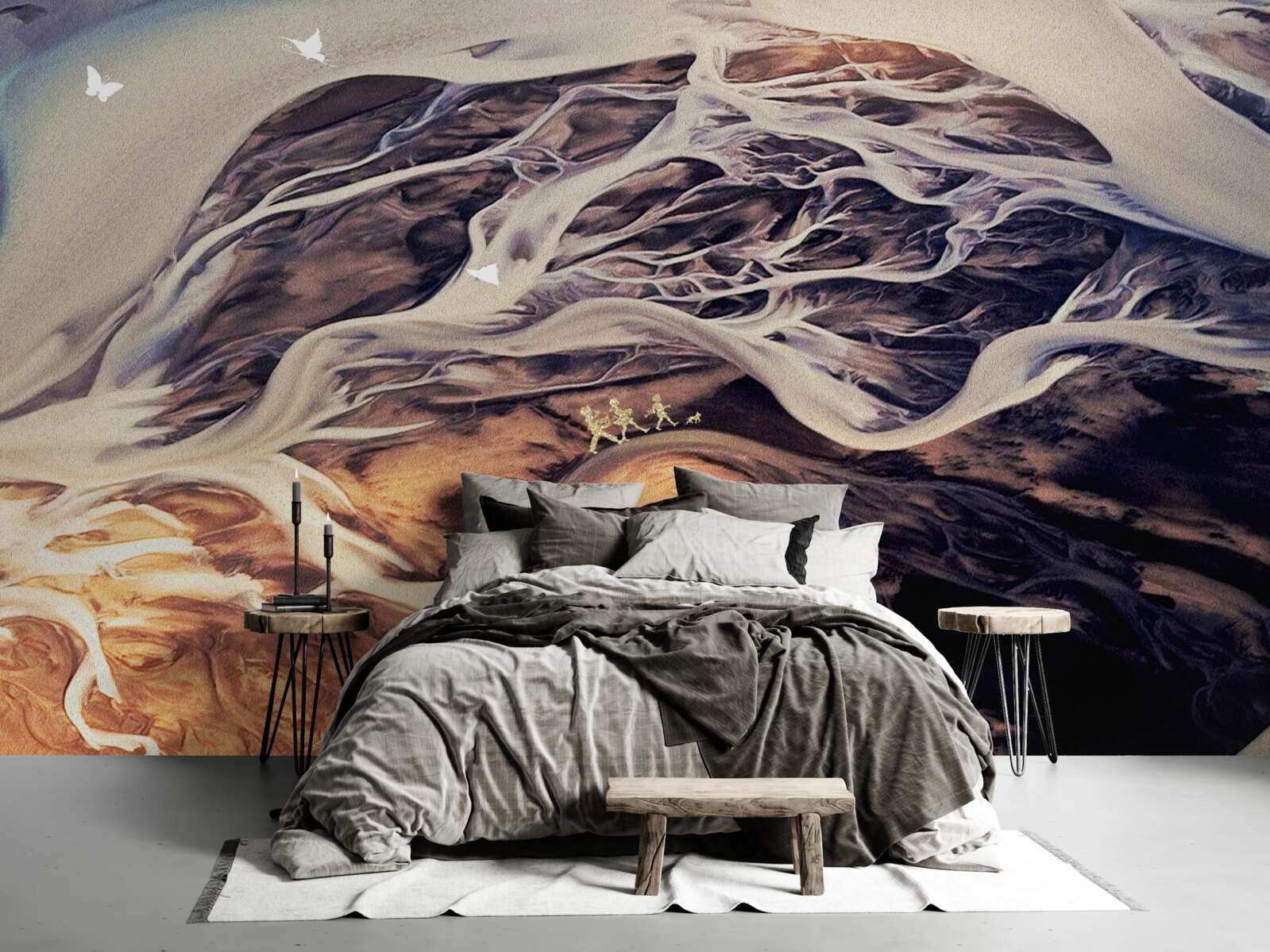 Fototapeta fałszywa sylwetka drzewa narysowana na piasku