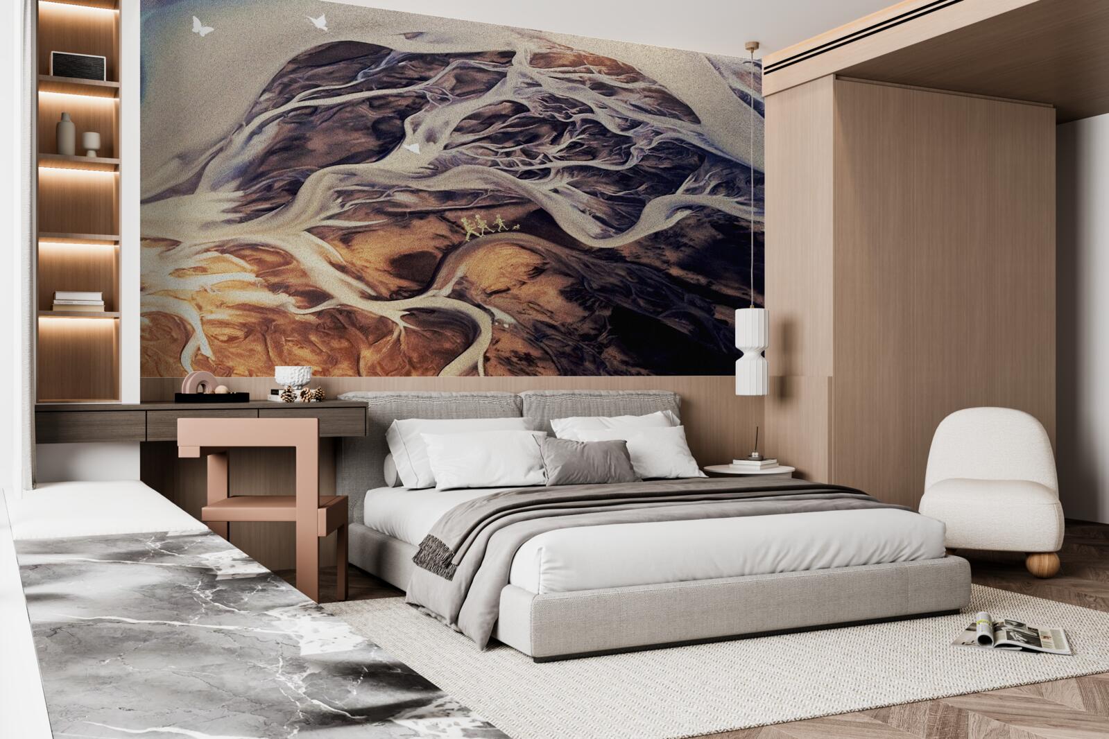 Fototapeta fałszywa sylwetka drzewa narysowana na piasku