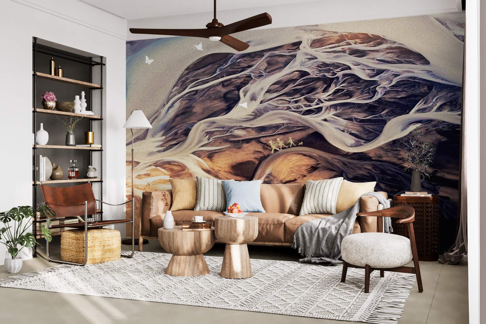 Fototapeta fałszywa sylwetka drzewa narysowana na piasku