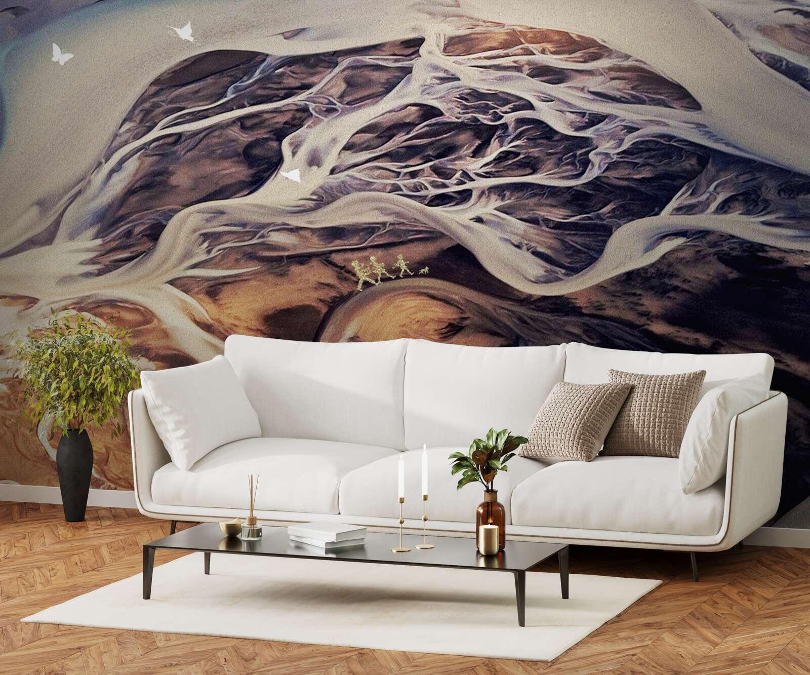 Fototapeta fałszywa sylwetka drzewa narysowana na piasku