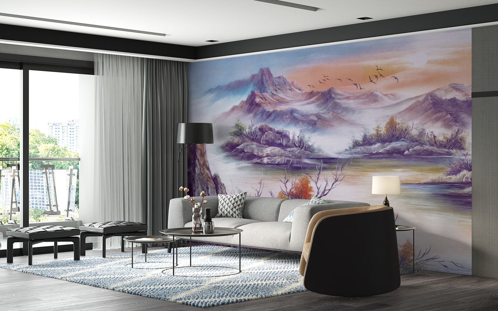 Fototapeta góry są pokryte mgłą