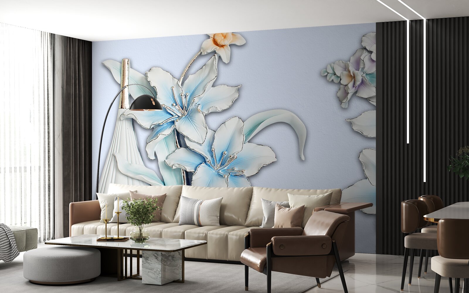 Fototapeta bukiet białych i niebieskich lilii