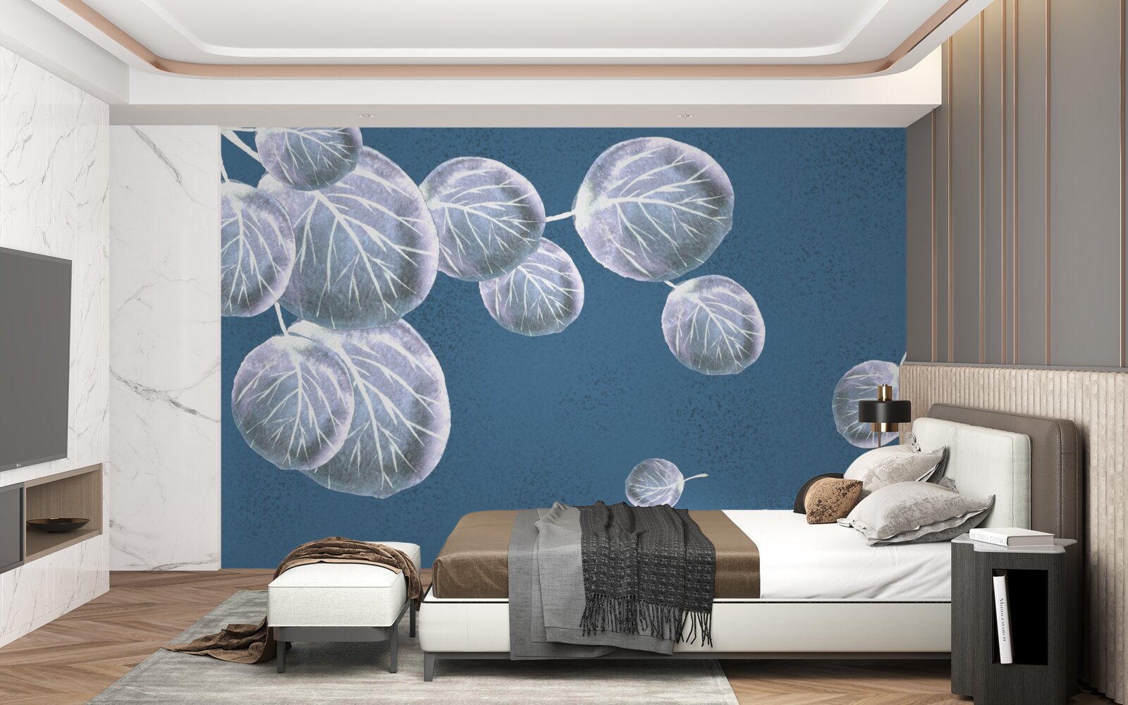 Fototapeta liście spadające na niebo