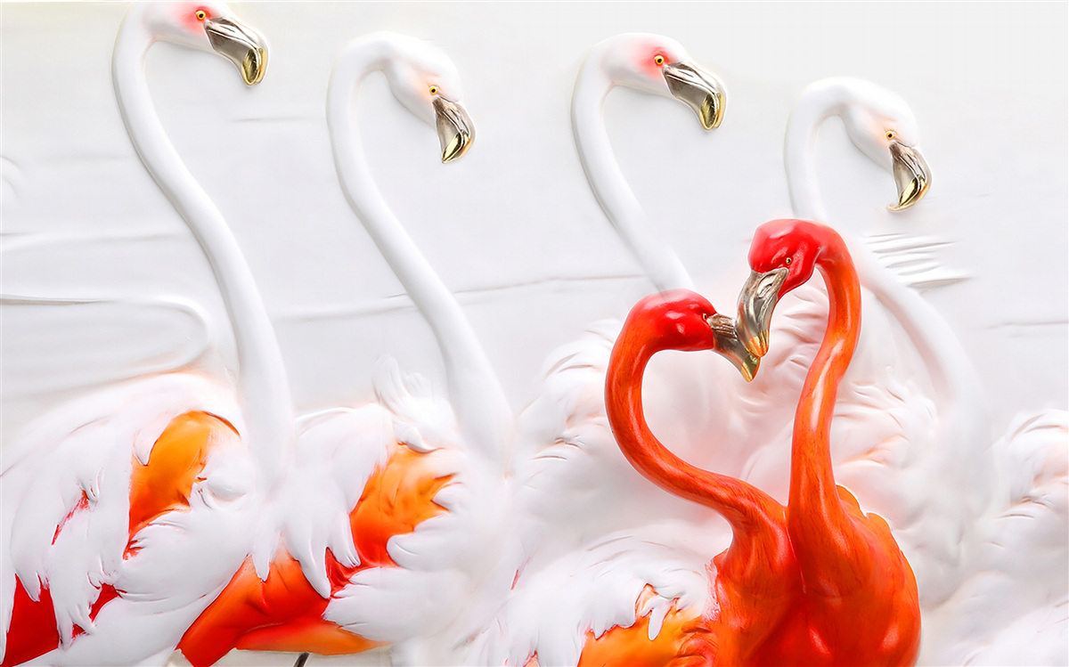 Fototapeta flamingi w odcieniach różu i bieli