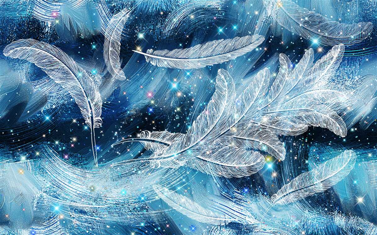 Fototapeta silny wiatr unosi białe pióra