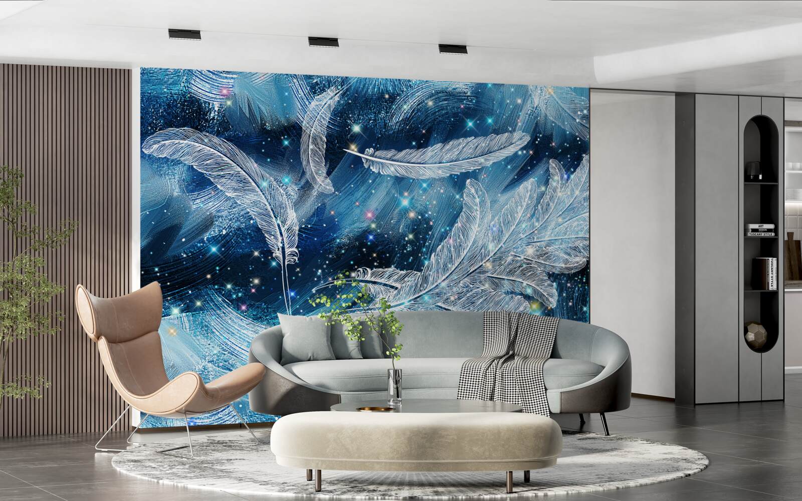 Fototapeta silny wiatr unosi białe pióra