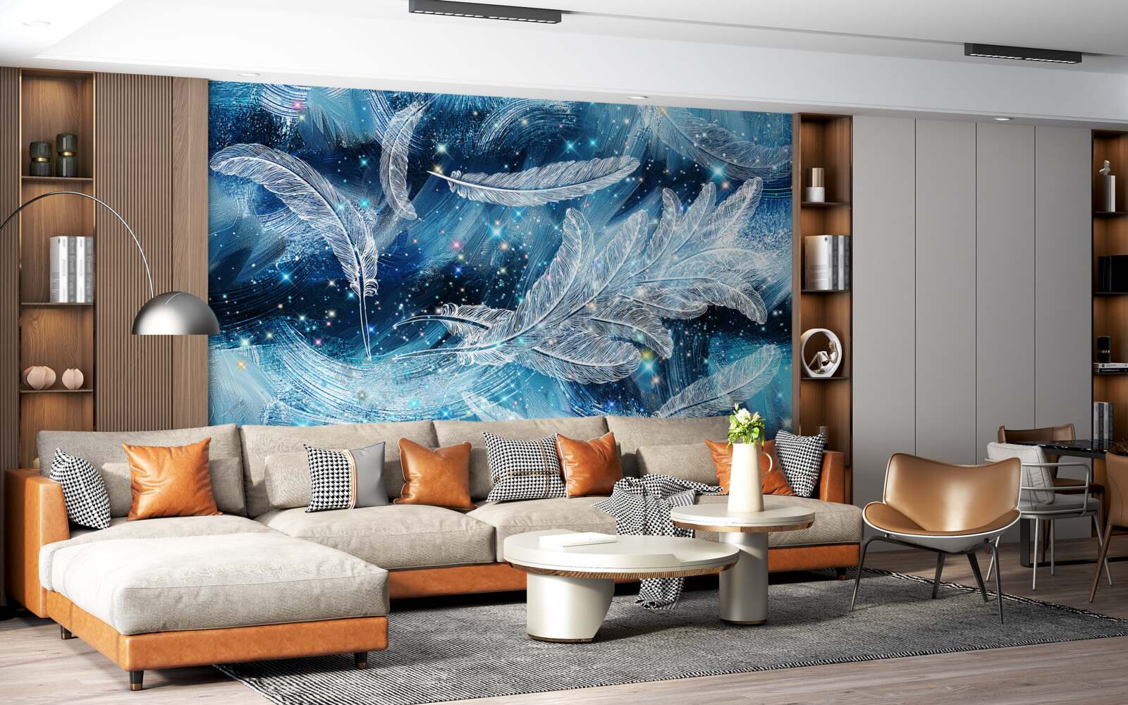 Fototapeta silny wiatr unosi białe pióra