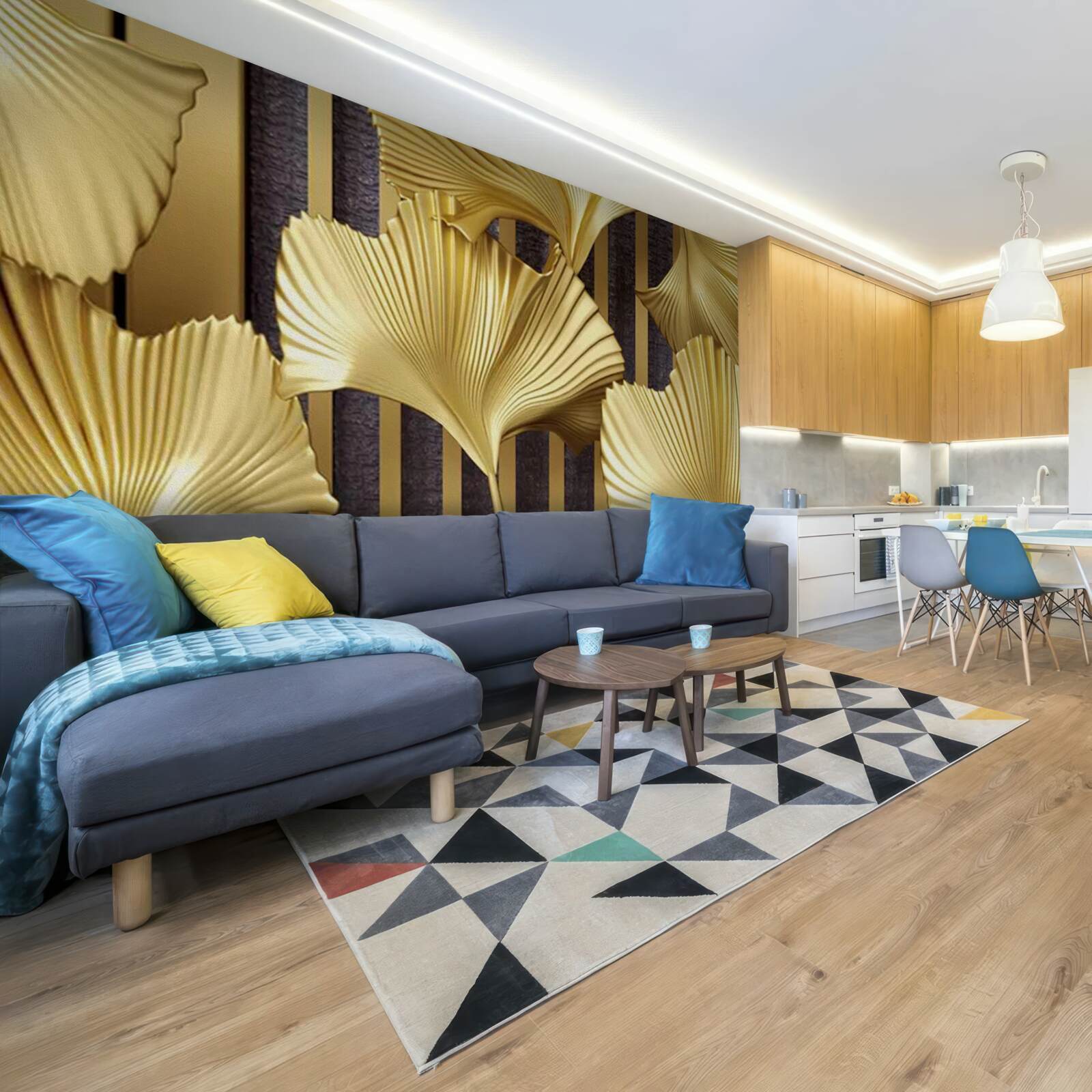 Fototapeta liście paproci w złotej wersji