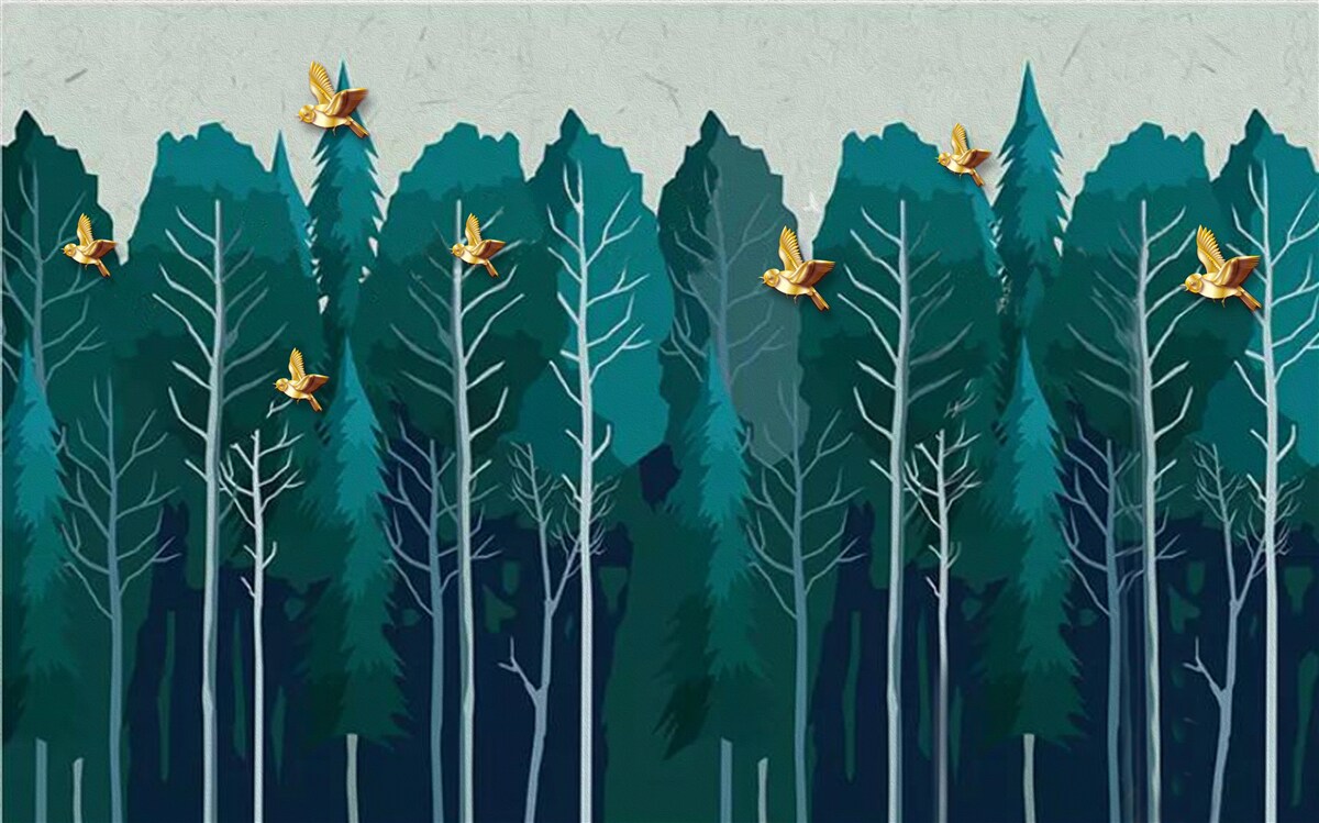 Fototapeta obraz lasu z drzewami liściastymi