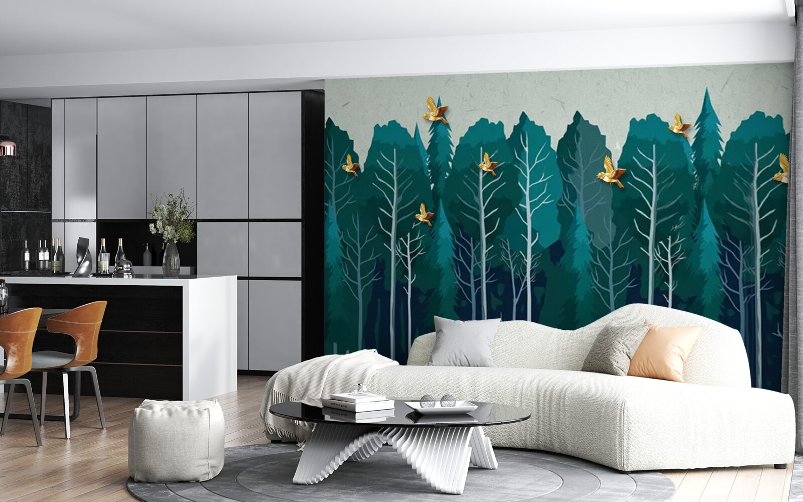 Fototapeta obraz lasu z drzewami liściastymi