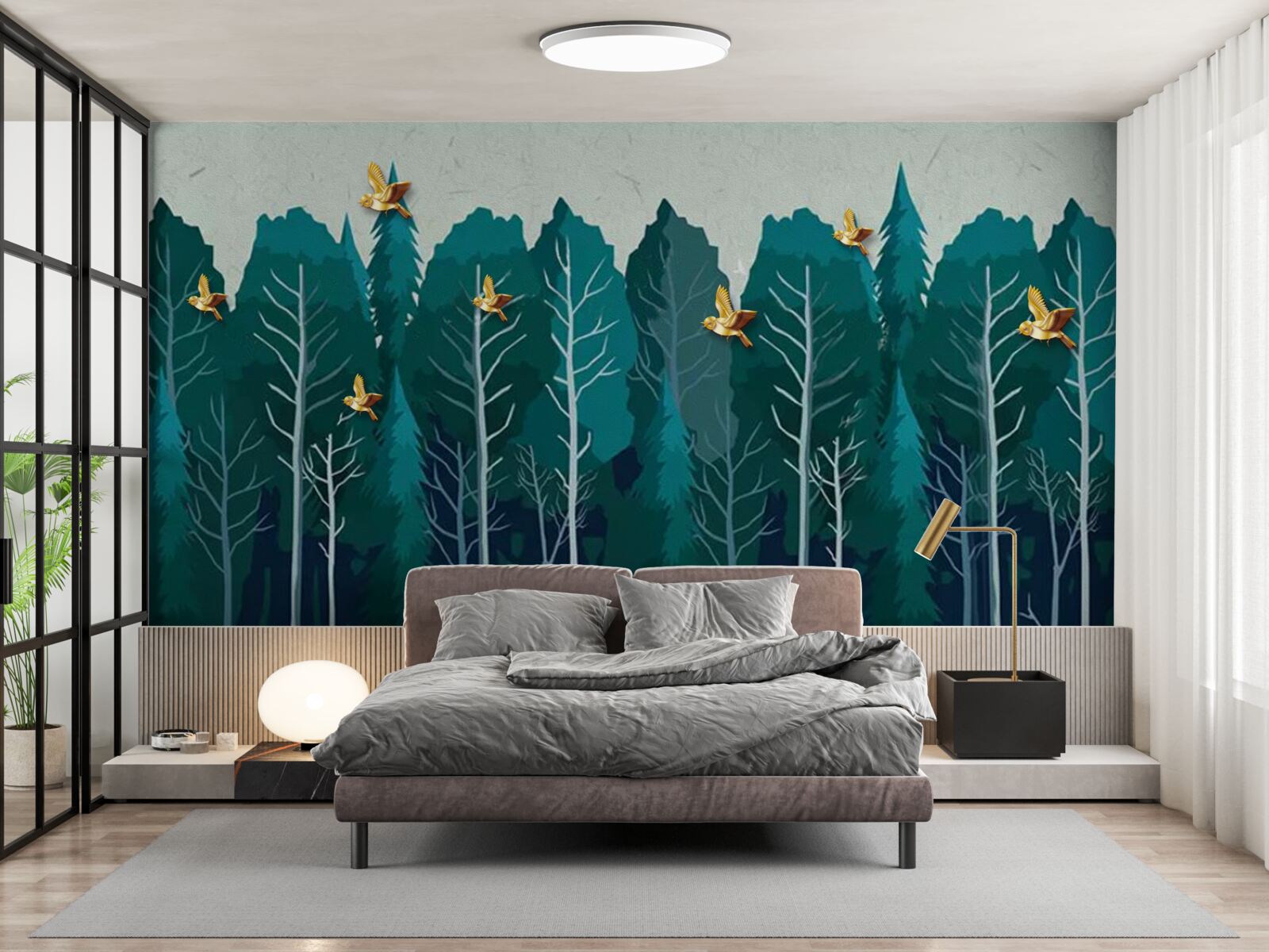 Fototapeta obraz lasu z drzewami liściastymi